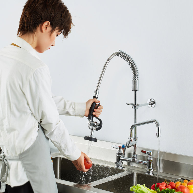 Commercial Brass Kitchen Faucet with Pull-out Spray