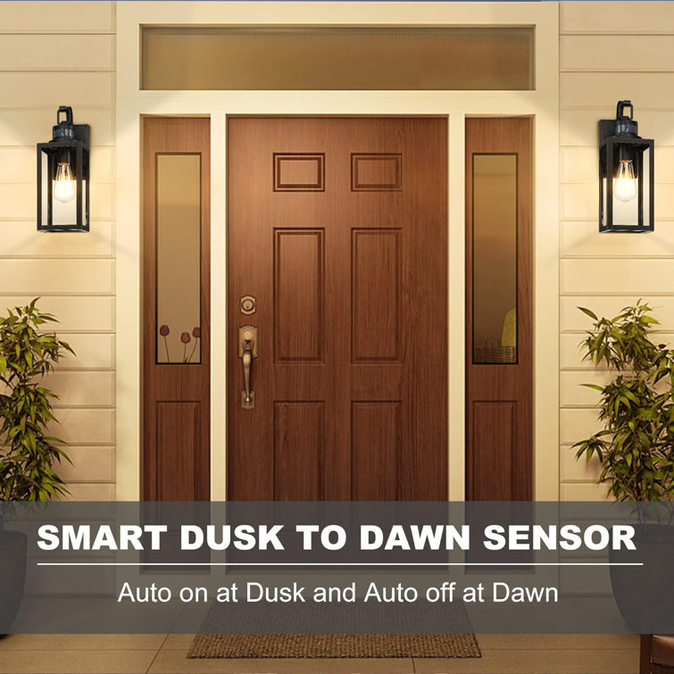 Matte Black Motion Sensor Outdoor Wall Lantern with Clear Glass