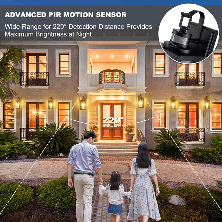 Matte Black Motion Sensor Outdoor Wall Lantern with Clear Glass