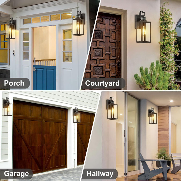 Matte Black Motion Sensor Outdoor Wall Lantern with Clear Glass