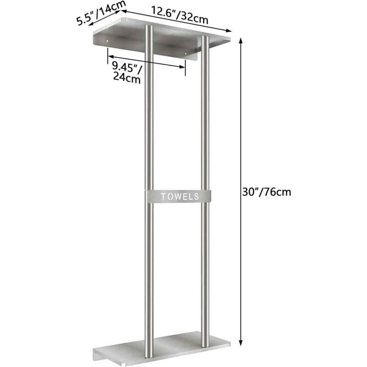 Brushed Nickel Wall Mounted Towel Rack with Shelf