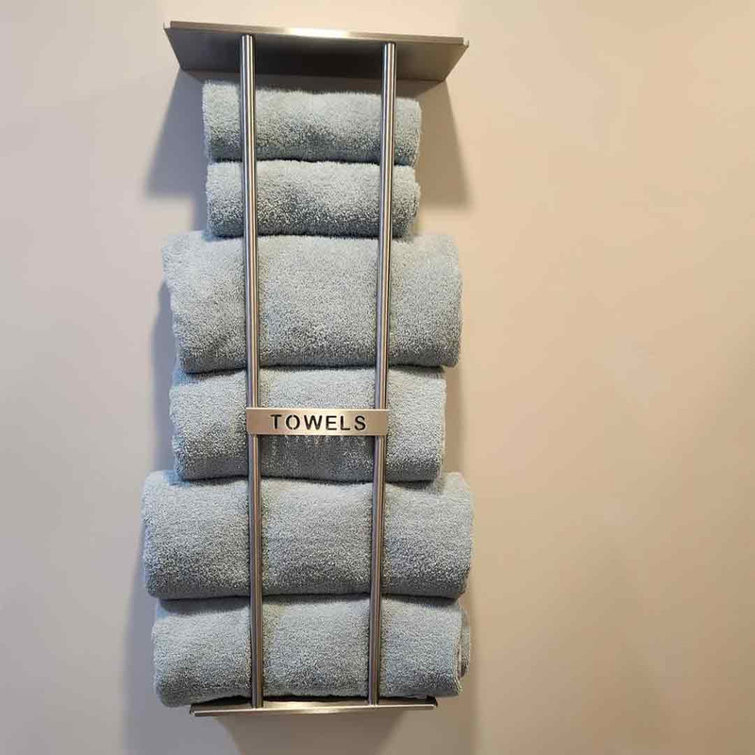 Brushed Nickel Wall Mounted Towel Rack with Shelf