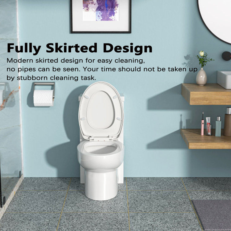 Gloss White Ceramic Dual-Flush Elongated One-Piece Toilet