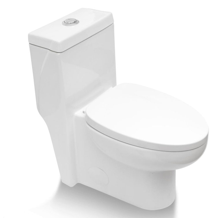 Gloss White Ceramic Dual-Flush Elongated One-Piece Toilet