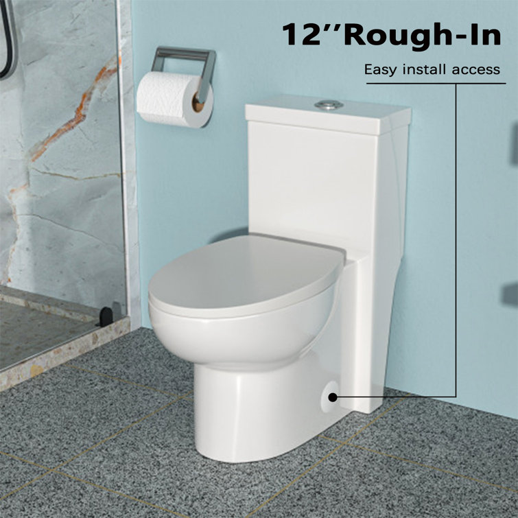 Gloss White Ceramic Dual-Flush Elongated One-Piece Toilet