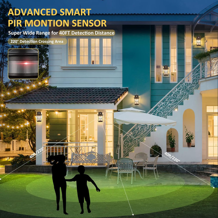 Black 12" Plug-In Outdoor Lantern with Motion Sensor