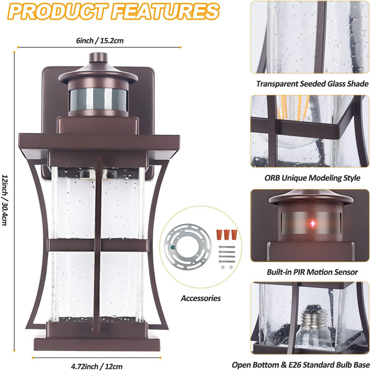 Oil Rubbed Bronze Outdoor Lantern Wall Sconce Set
