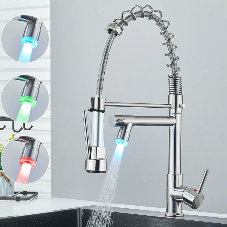 Stainless Steel Single Handle Kitchen Faucet with Pull-out Spray