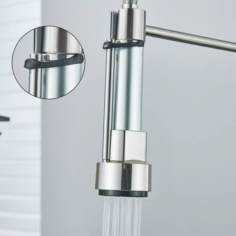Stainless Steel Single Handle Kitchen Faucet with Pull-out Spray