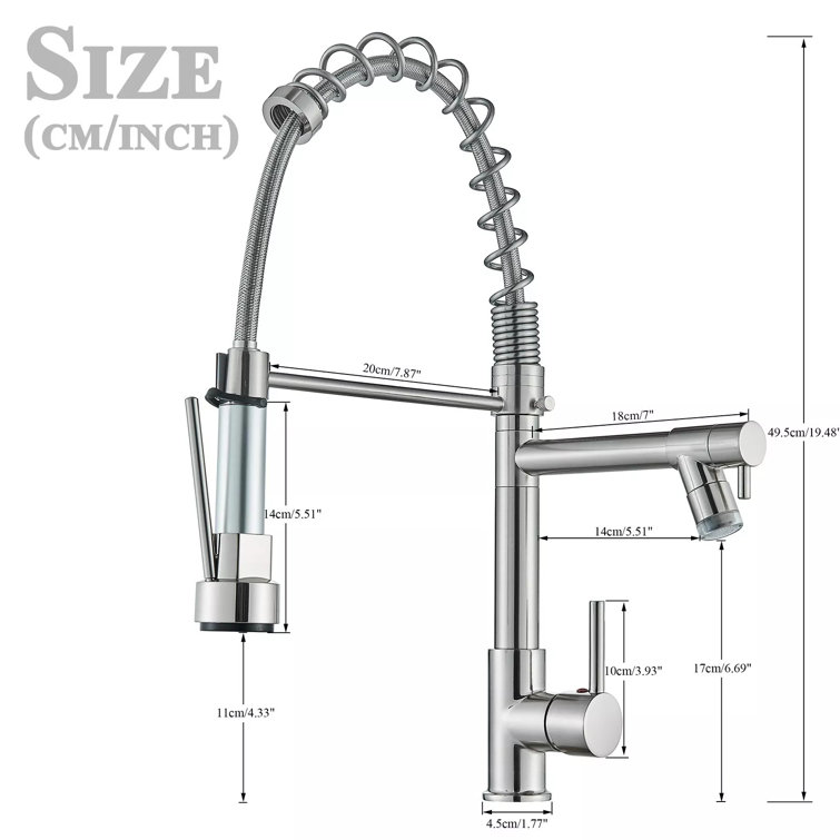Stainless Steel Single Handle Kitchen Faucet with Pull-out Spray