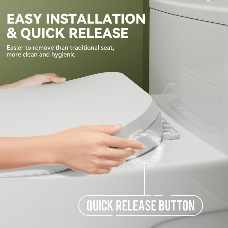White Porcelain Elongated Dual Flush ADA Toilet with Bidet Seat