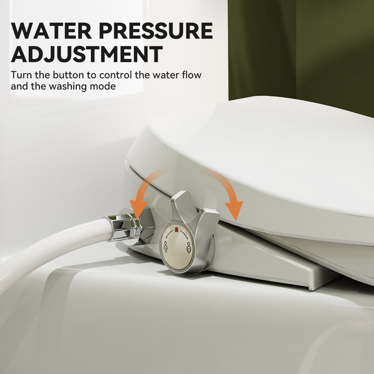 White Porcelain Elongated Dual Flush ADA Toilet with Bidet Seat