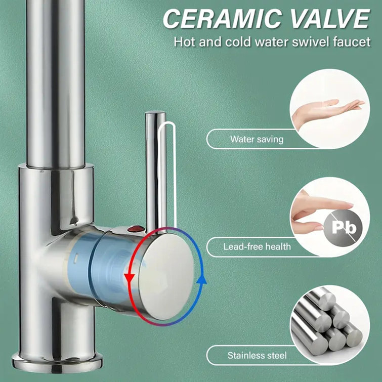 Stainless Steel Single Handle Kitchen Faucet with Pull-out Spray