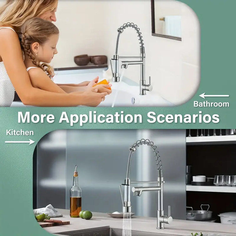 Stainless Steel Single Handle Kitchen Faucet with Pull-out Spray