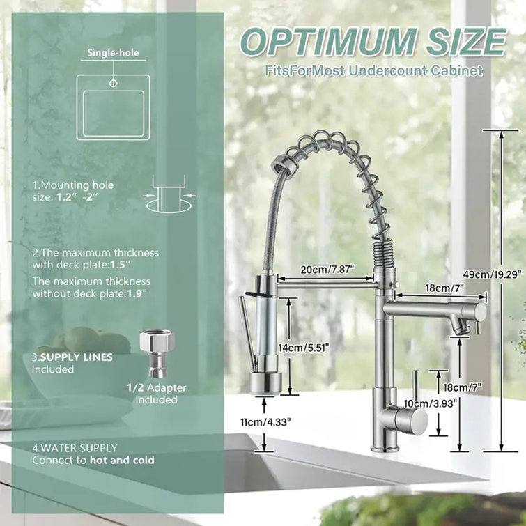 Stainless Steel Single Handle Kitchen Faucet with Pull-out Spray