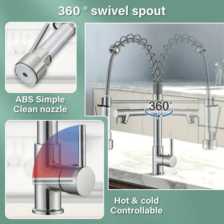 Stainless Steel Single Handle Kitchen Faucet with Pull-out Spray