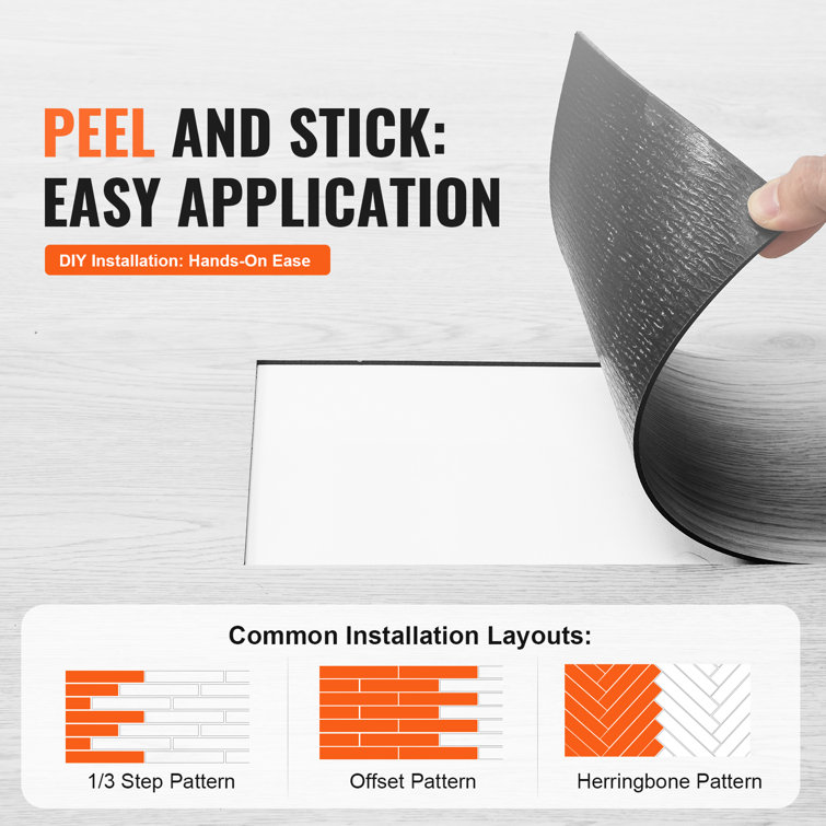 Light Gray Self-Adhesive Vinyl Floor Tiles with Water Protection