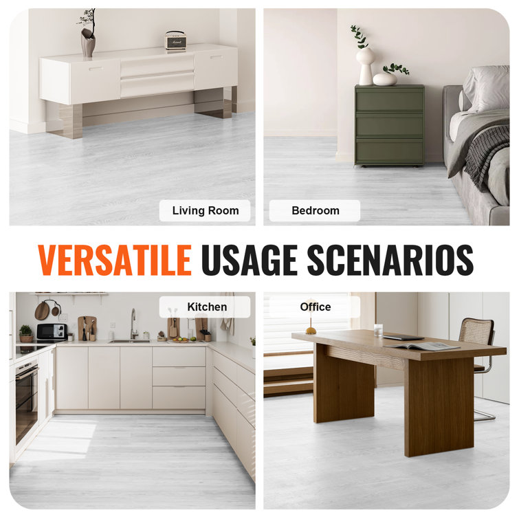 Light Gray Self-Adhesive Vinyl Floor Tiles with Water Protection