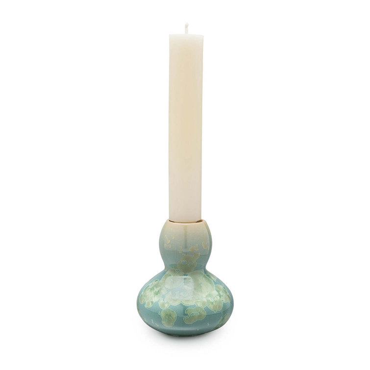 Jade Ceramic Crystalline Pottery Candlestick