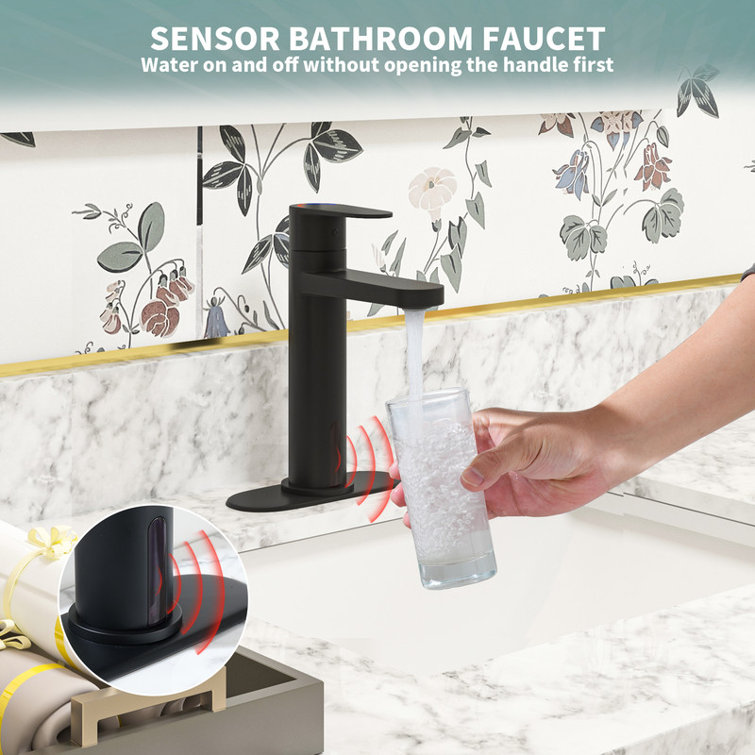 Matte Black Stainless Steel Touchless Bathroom Sink Faucet