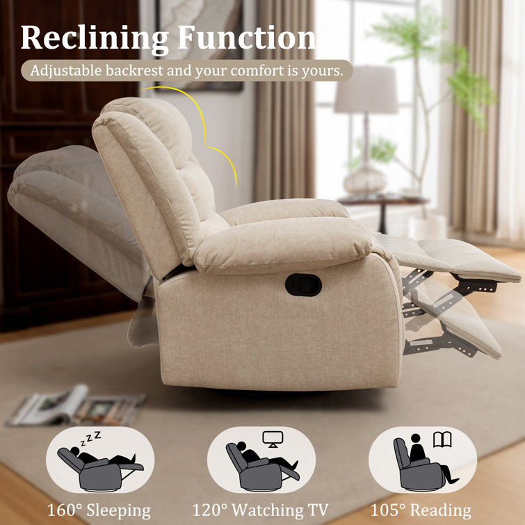Ellisse Khaki Wool Oversized Recliner with Massage and Heat