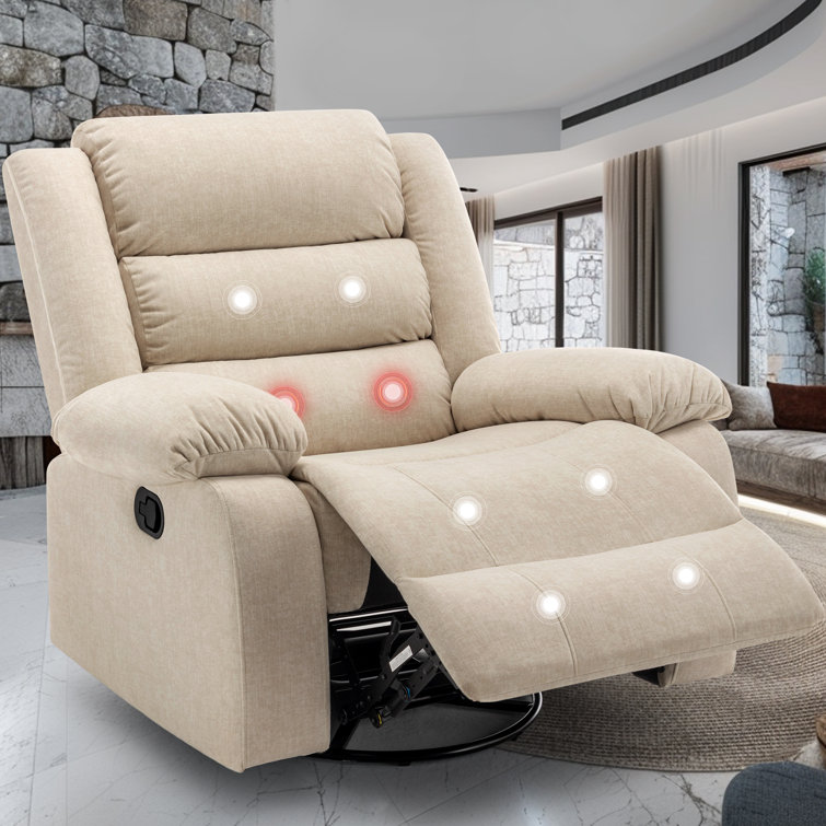 Ellisse Khaki Wool Oversized Recliner with Massage and Heat
