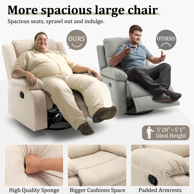 Ellisse Khaki Wool Oversized Recliner with Massage and Heat
