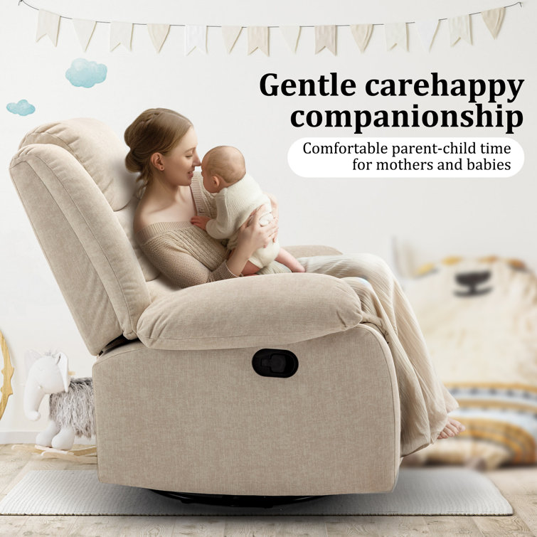 Ellisse Khaki Wool Oversized Recliner with Massage and Heat