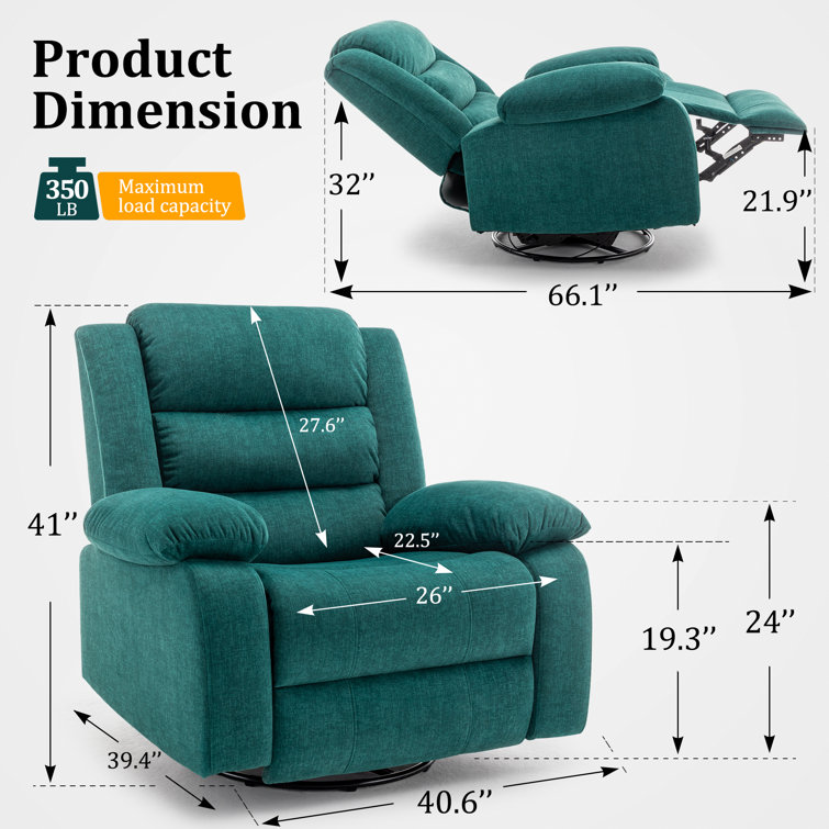 Ellisse Green Wool Oversized Recliner with Massage and Heat