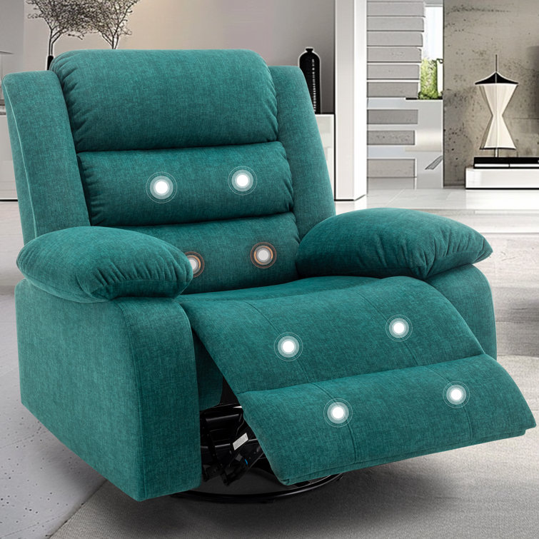 Ellisse Green Wool Oversized Recliner with Massage and Heat
