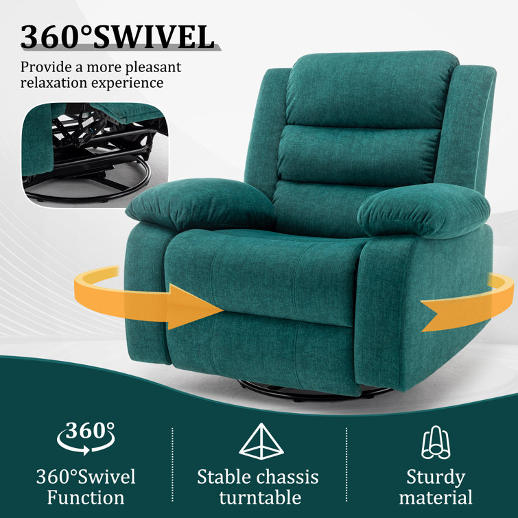Ellisse Green Wool Oversized Recliner with Massage and Heat