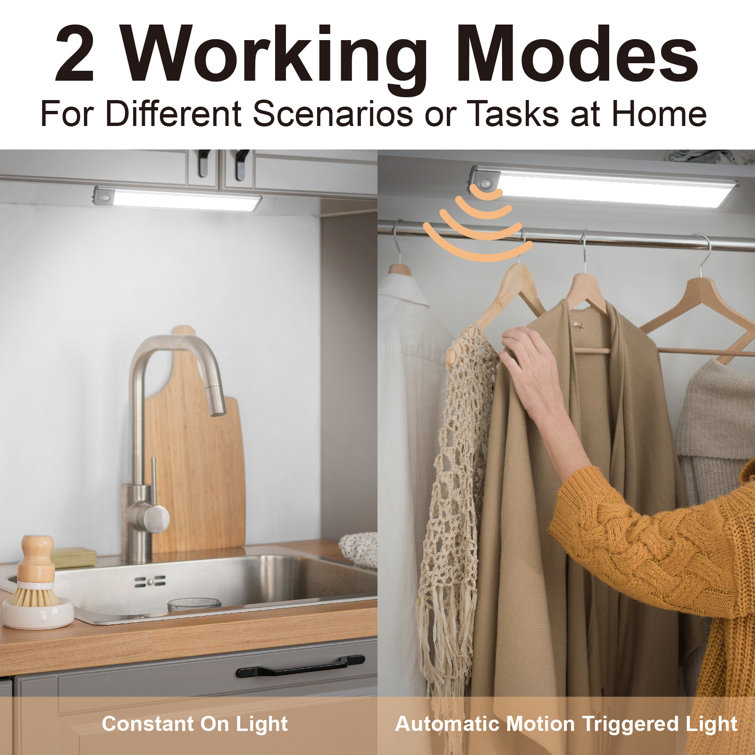 Cool White Rechargeable Motion Sensor Cabinet Light, 10 Inch, Set of 2