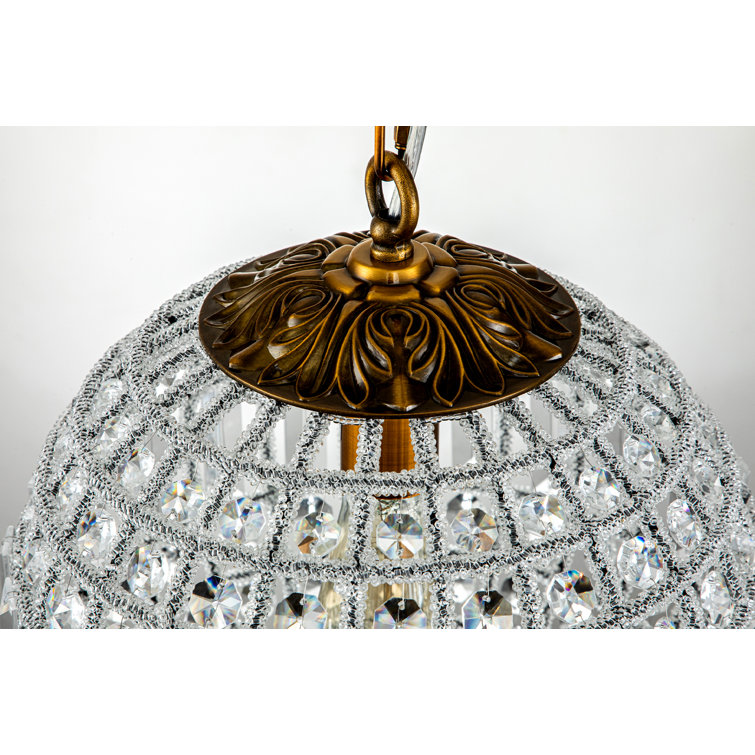Antique Bronze Crystal Globe Pendant Light