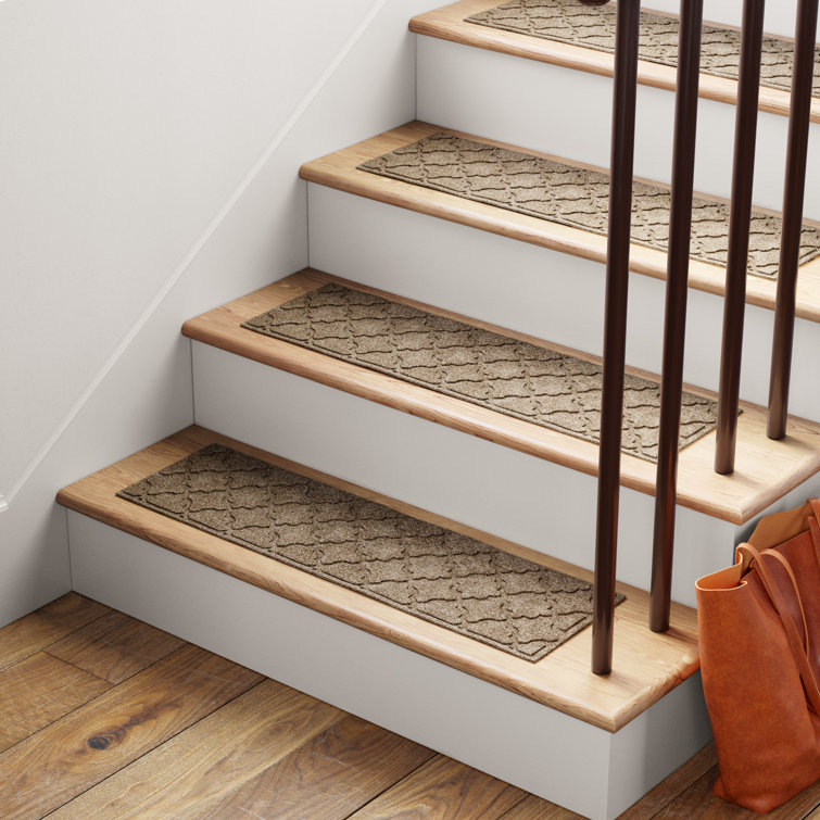 Camel Geometric Rubber Backed Indoor Outdoor Stair Treads