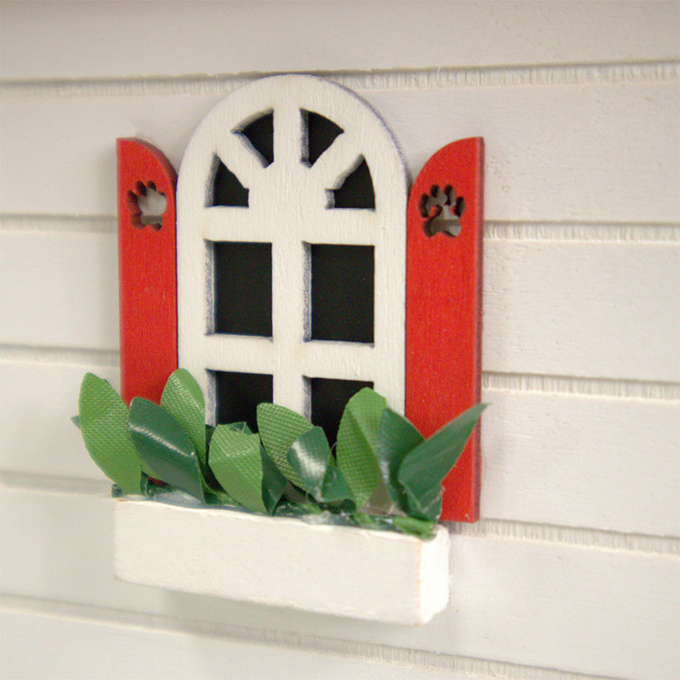 Red and White Wooden Dog-Themed Birdhouse