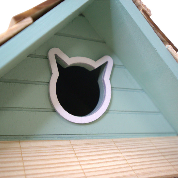 Green Pine Cottage Birdhouse with Extended Roof