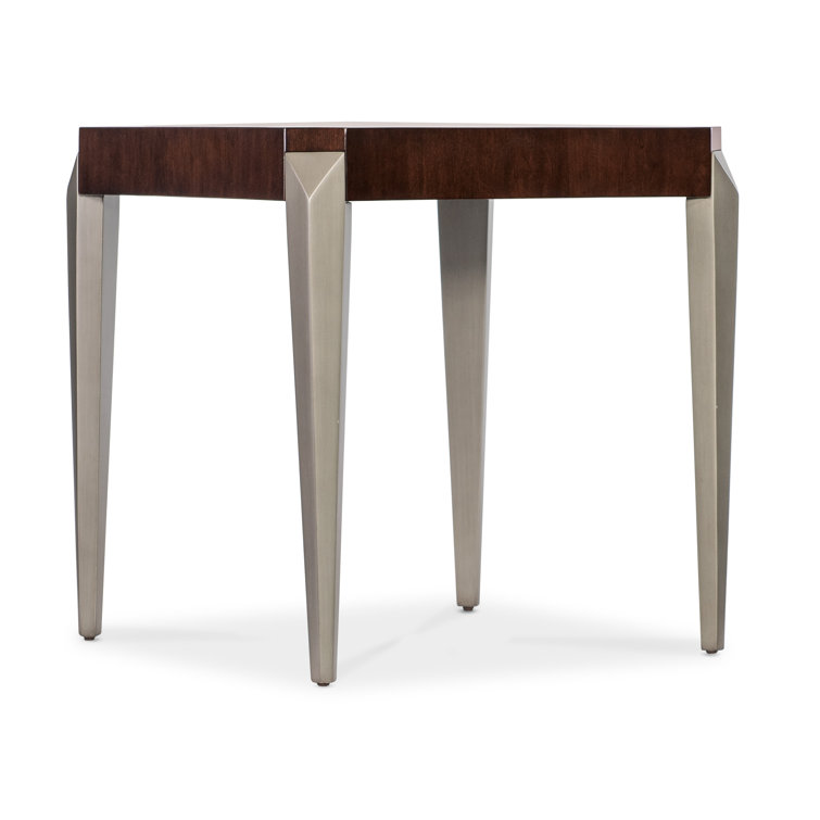 Bella Donna Square Brown Wood and Metal End Table
