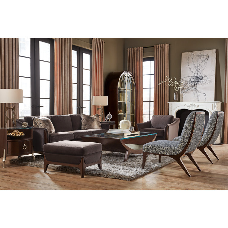 Sophia Mid-Century Brown Leather and Wood Armchair