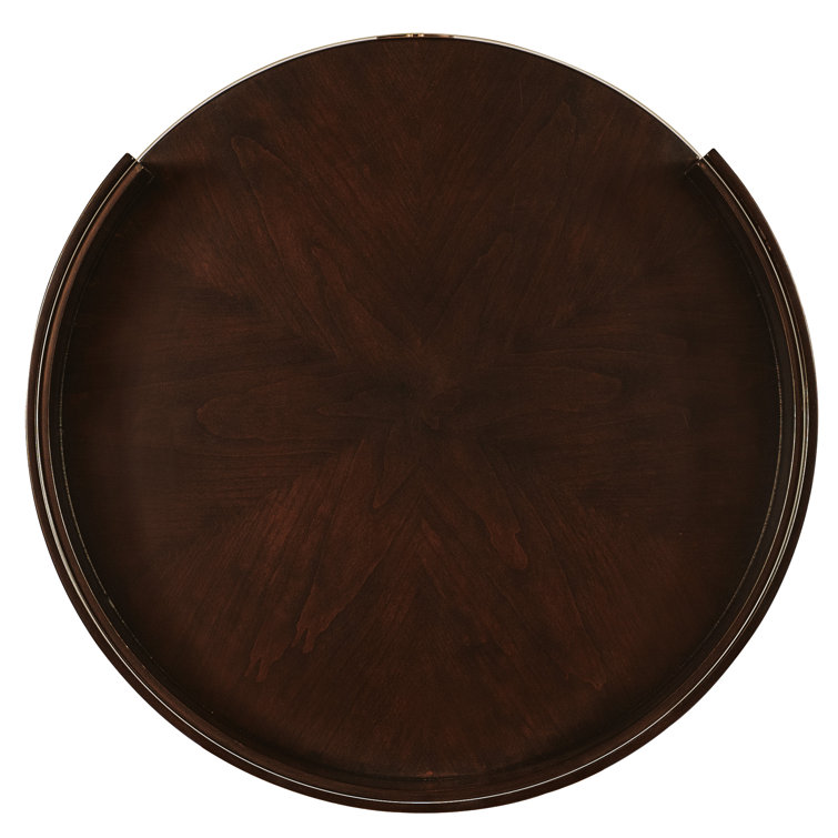 Bella Donna Round Brown Wood and Metal Side Table with Storage