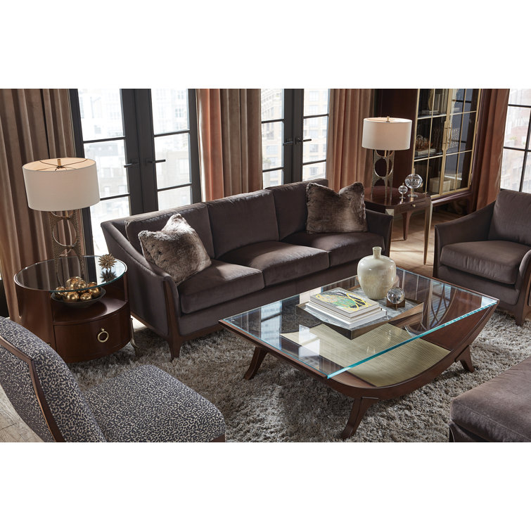Sophia Mid-Century Brown Leather and Wood Armchair