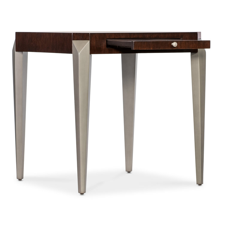 Bella Donna Square Brown Wood and Metal End Table