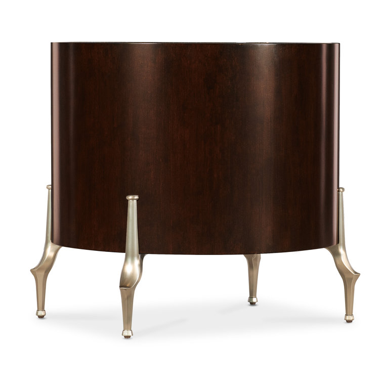 Bella Donna Round Brown Wood and Metal Side Table with Storage