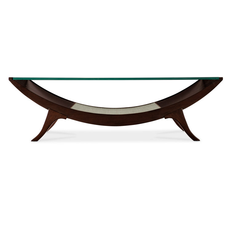 Bella Donna Brown Wood and Glass Rectangular Cocktail Table