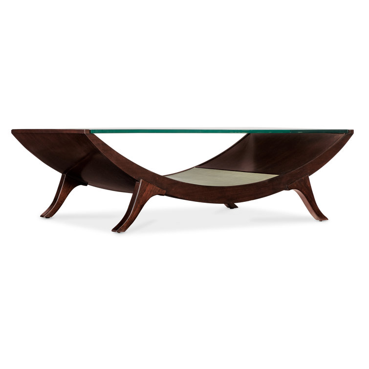 Bella Donna Brown Wood and Glass Rectangular Cocktail Table