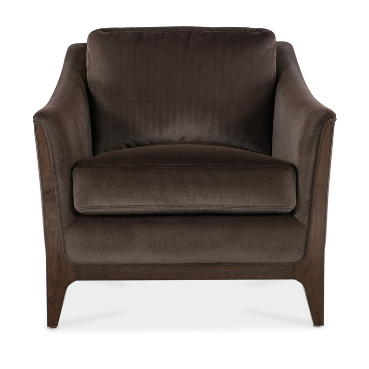Sophia Mid-Century Brown Leather and Wood Armchair