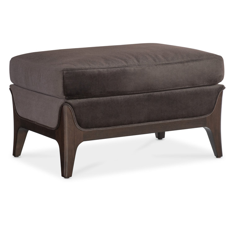 Sophia Brown Upholstered Transitional Ottoman with Wood Legs