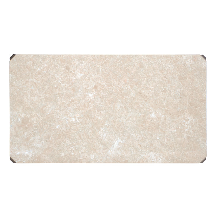 Bella Donna Rectangular Gold Beige Marble Cocktail Table