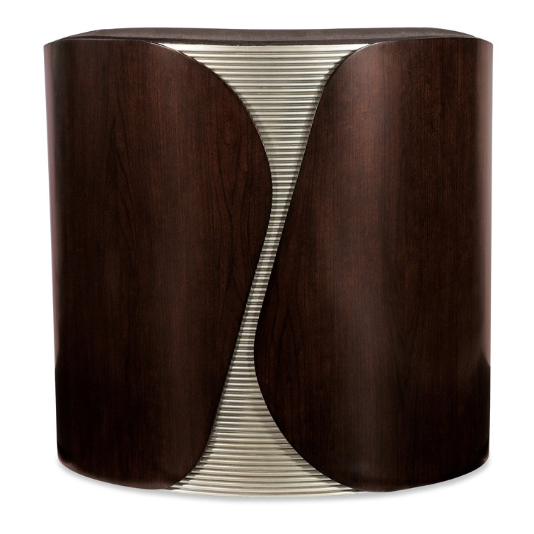 Brown Leather Barrel Swivel Chair with Manufactured Wood