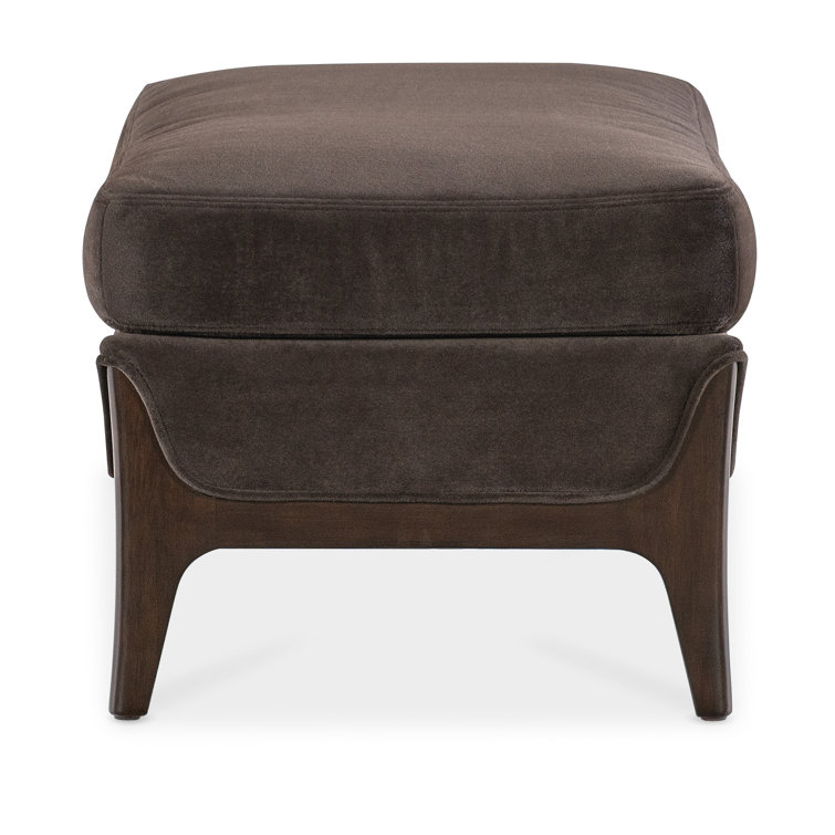 Sophia Brown Upholstered Transitional Ottoman with Wood Legs