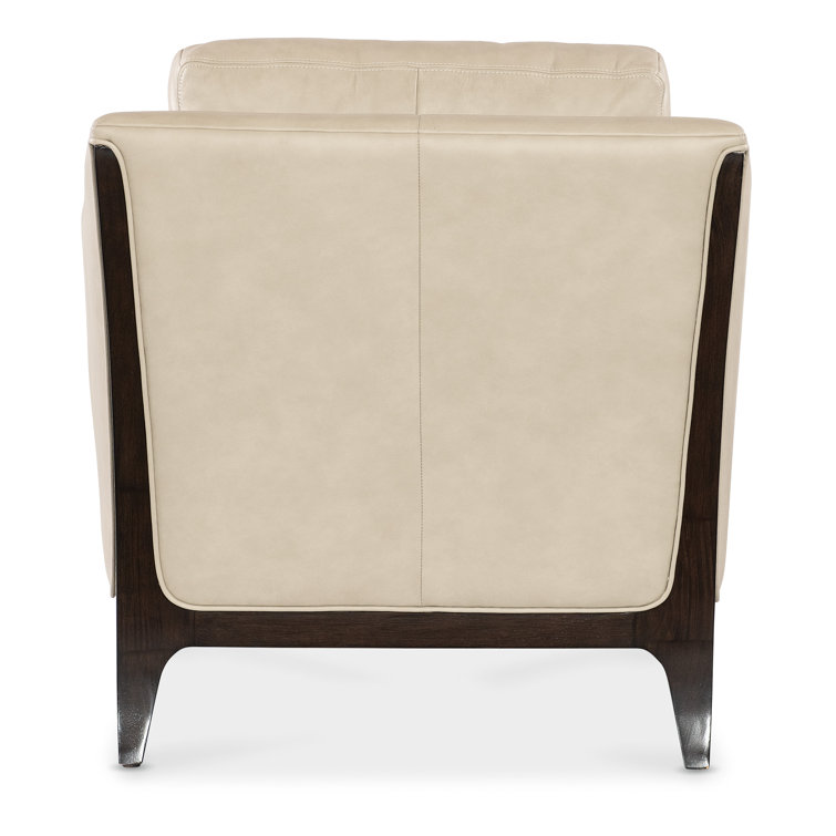 Sophia Beige Leather and Wood Accent Chair